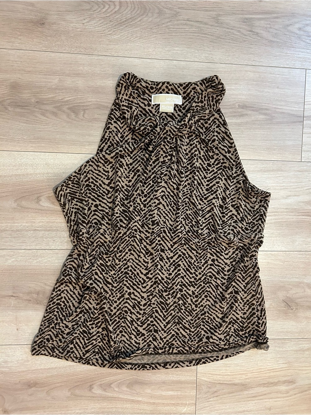 MICHAEL Michael Kors Brown and Black Sleeveless Mock Neck Camisole